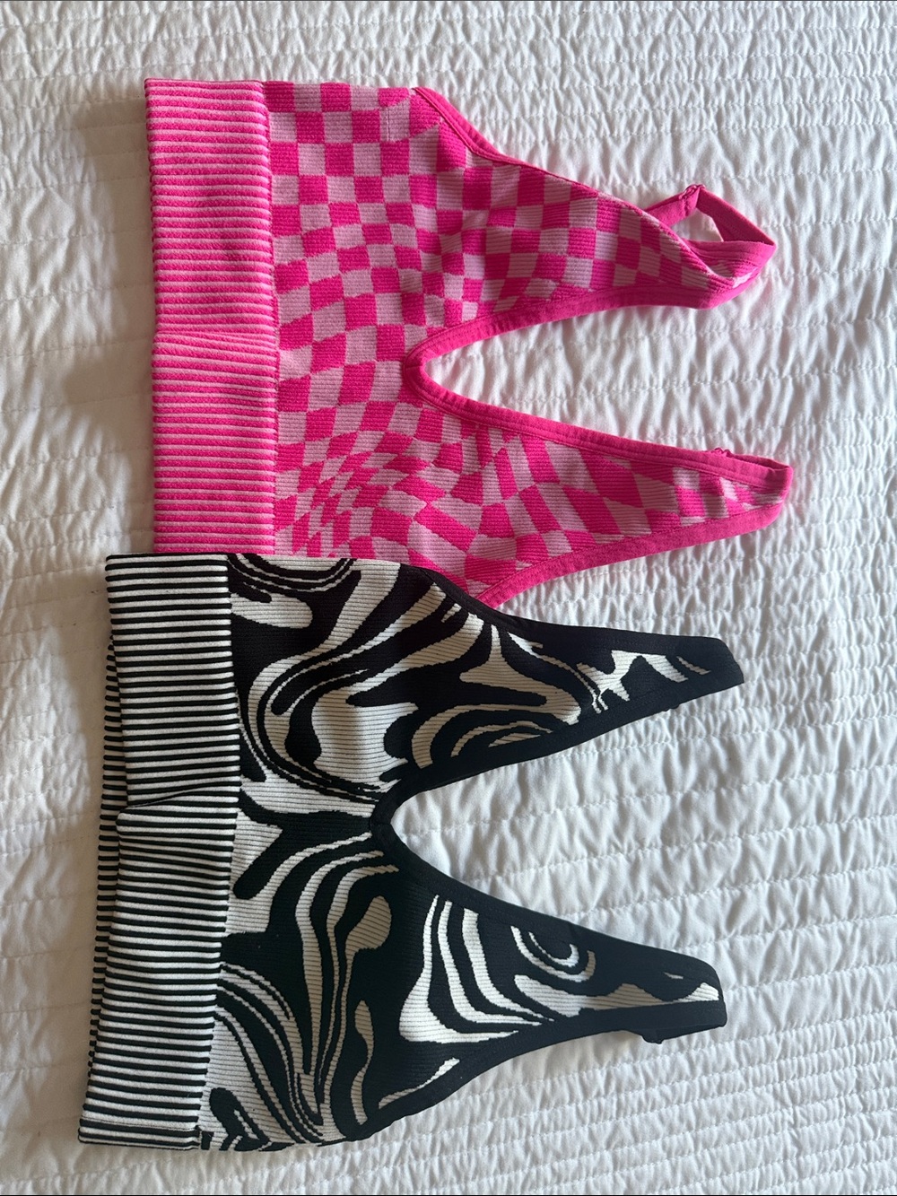 Garage Black & White and white and pink Abstract V-Neck Bralette